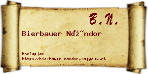 Bierbauer Nándor névjegykártya